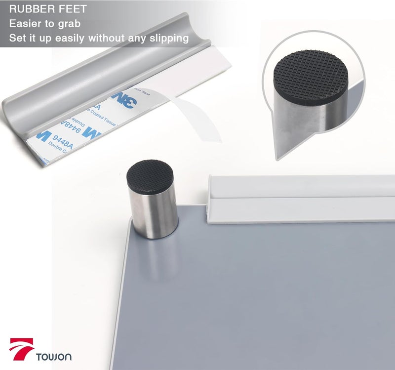TOWON Silver Metallic Glossy Mirror Small Whiteboard with Nail Support, Mini Desktop Glass Whiteboard, Desk White Board Dry Erase with Accessories, Stenography Artifact for Office Homeschooling Décor, 8x6'' - Image 4